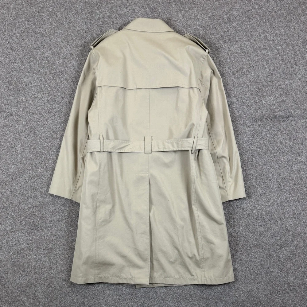 Misty Harbor Long Double Breasted Belted Trench Coat Mens 44 Removable Fur Liner - Picture 2 of 12